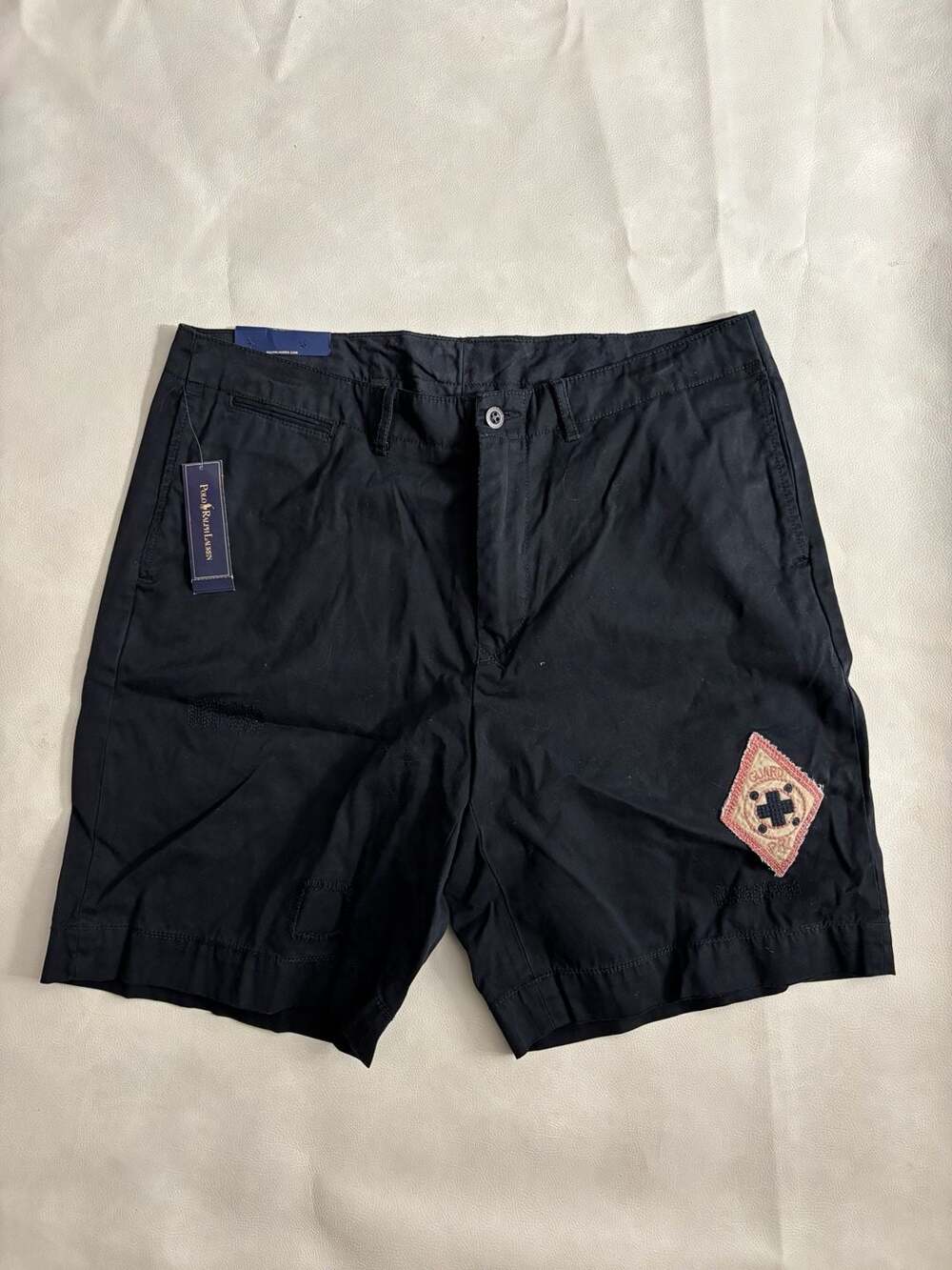 Polo Ralph Lauren Guard PRL Patch Shorts Size 36 Black Cotton
